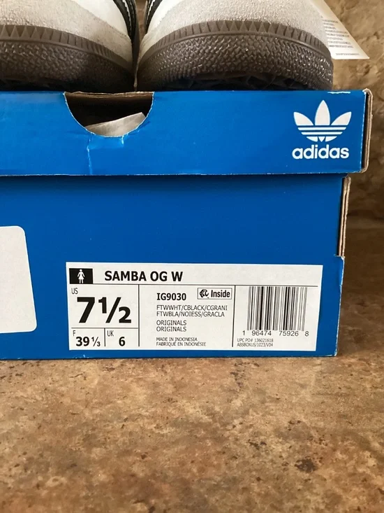 Adidas Samba OG Women 7.5 White Black Clear Granite IG9030 New In Box - Picture 6 of 7